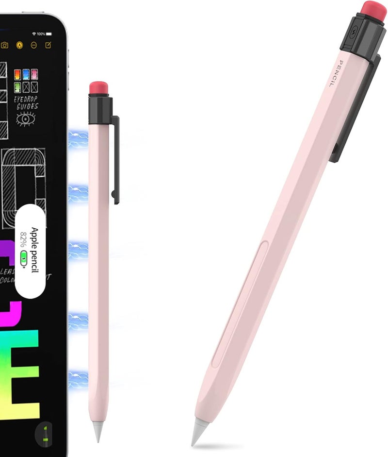 TRONWIN iPencil Case for Apple Pencil 2nd Generation Sleeve Silicone Protective Cover Perfect Grip Skin Classic Design with Sturdy Clip Compatible with Apple Pencil 2nd Generation (Lovely Pink) - Image 1